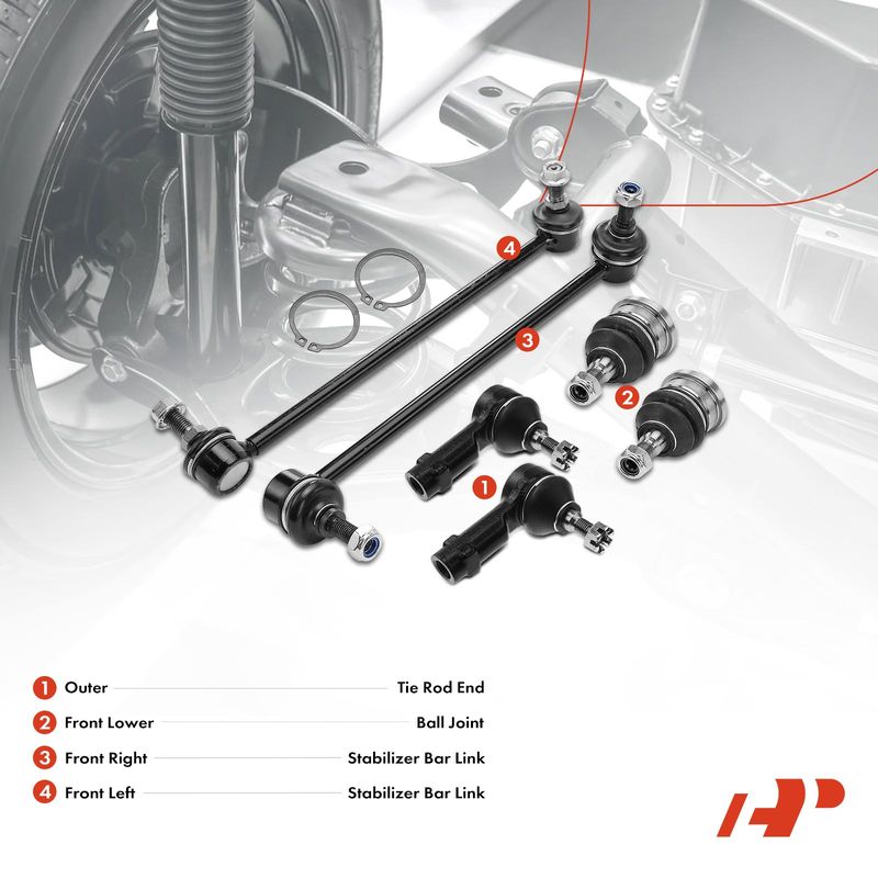 6x Sway Bar Link & Tie Rod End & Ball Joint for Hyundai Tiburon 2003-2008