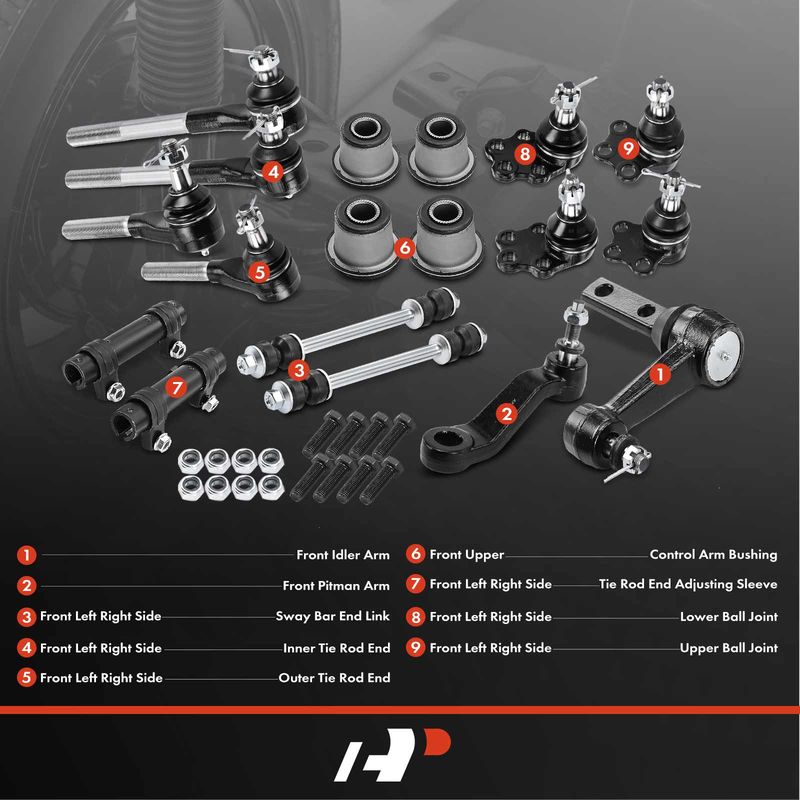 16x Idler & Pitman Control Arm with Ball Joint Tie Rod Kit for Dodge Ram 1500