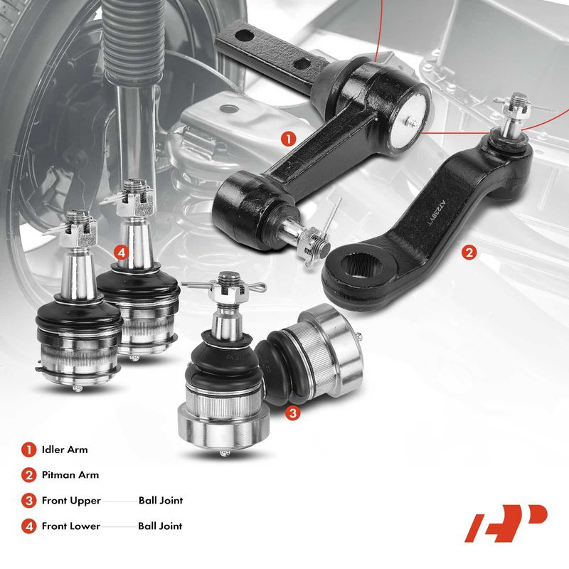 6x Idler & Pitman Control Arm with Ball Joint for Dodge Ram 1500 1994-1999 RWD
