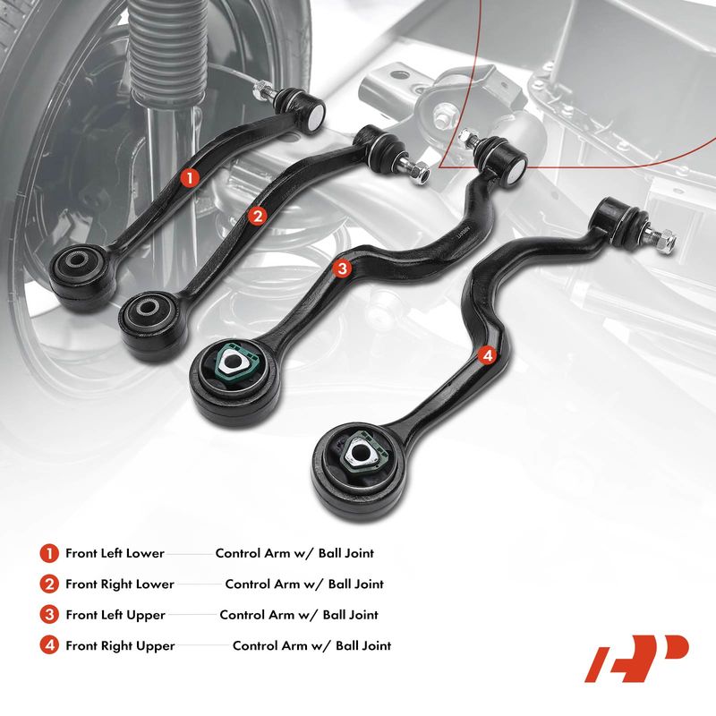 4x Control Arm with Ball Joint for BMW E34 525i 535i 540i M5 2.5L 3.5L 3.6L 4.0L