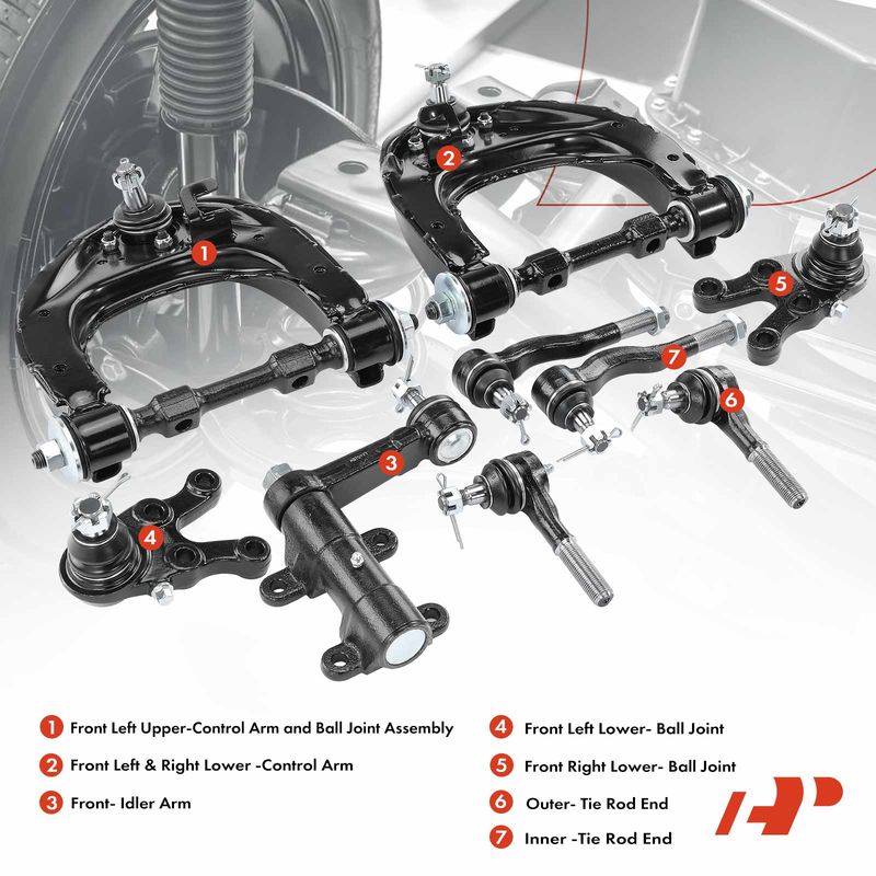 9x Control Arm with Ball Joint & Sway Bar Link for Mitsubishi Montero 1997-2000