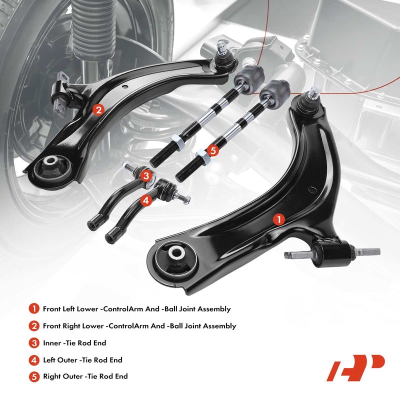 6x Control Arm with Ball Joint & Tie Rod End for Nissan Rogue 08-13 Rogue Select