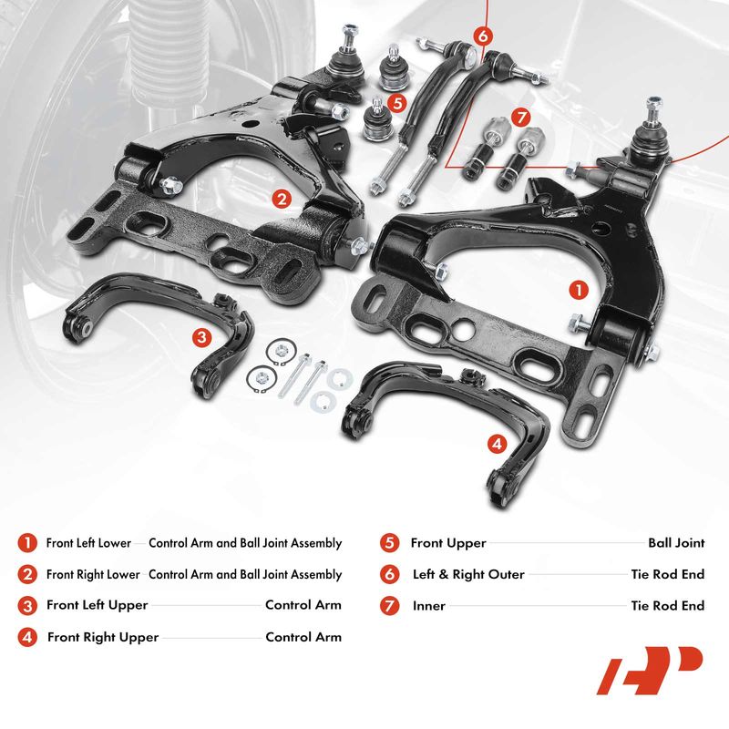 10x Control Arm with Ball Joint Tie Rod End for Chevy Trailblazer GMC Envoy 2002