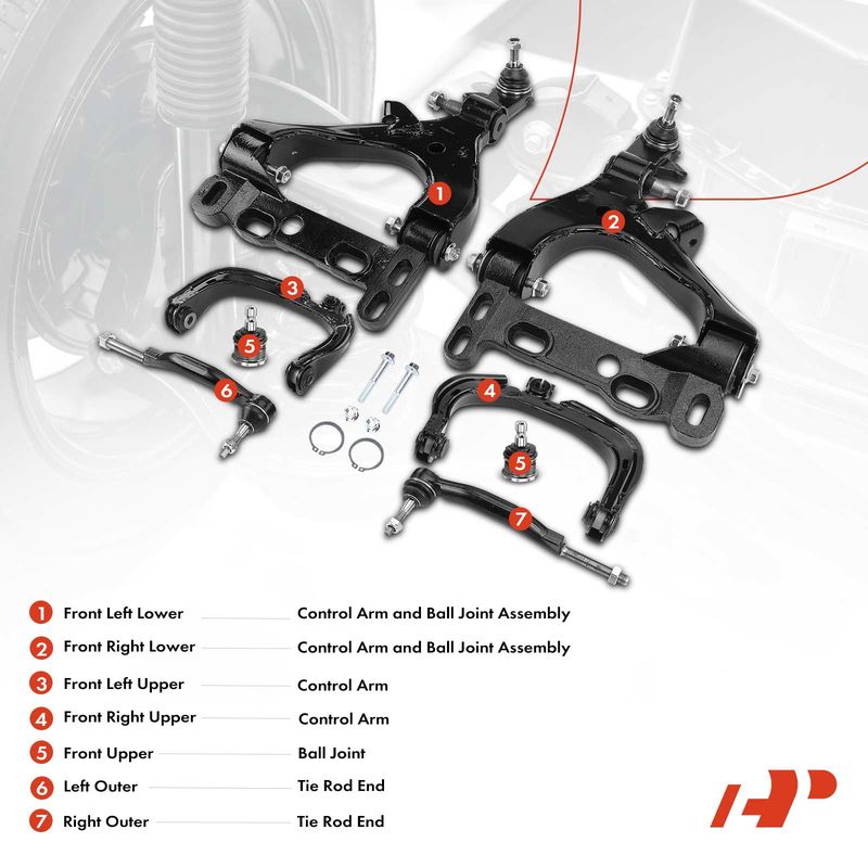 8x Control Arm with Ball Joint & Tie Rod for Chevy Trailblazer GMC Olds