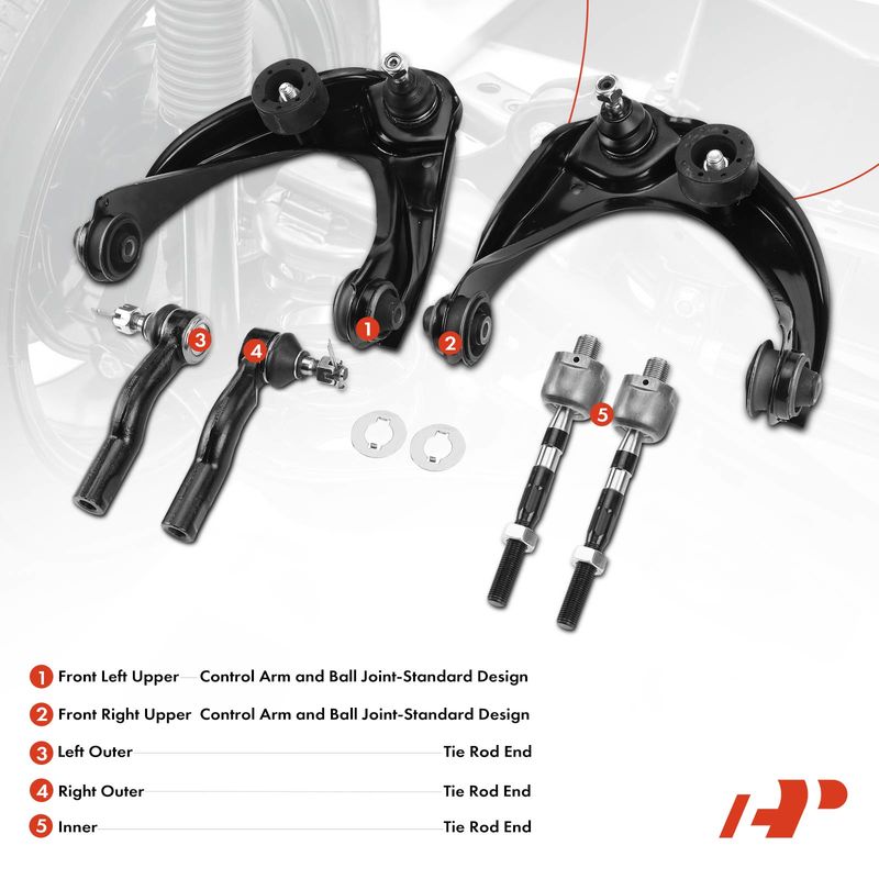 6x Control Arm with Ball Joint & Tie Rod End for Ford Fusion 2006-2009 Mercury
