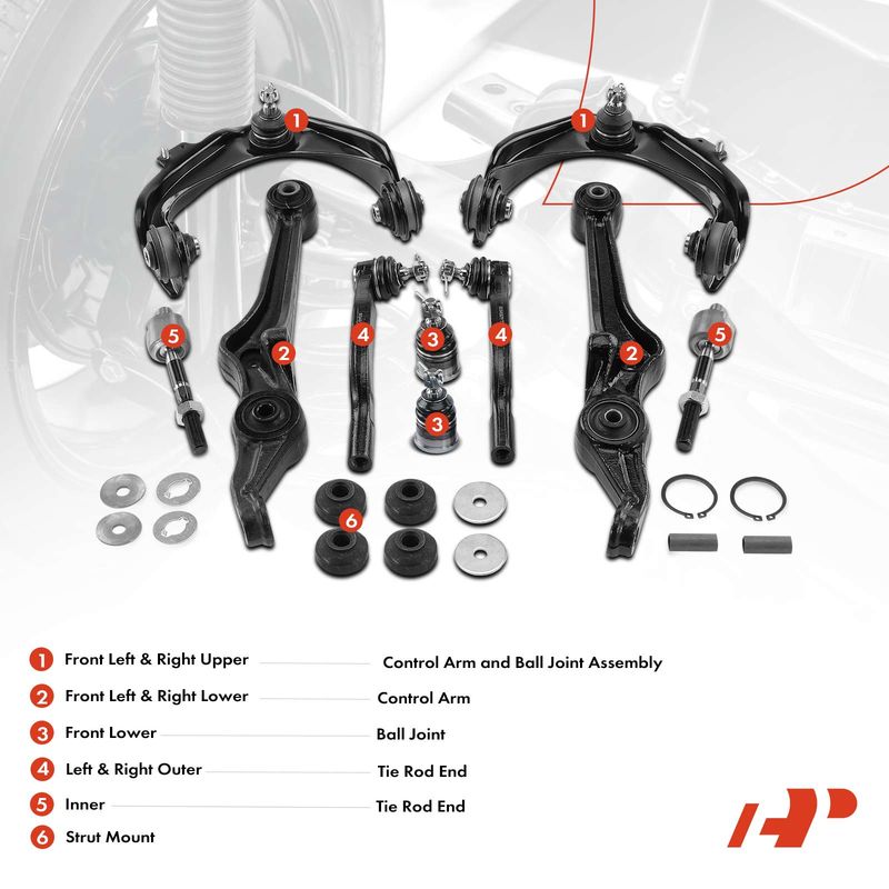 12x Control Arm Ball Joint Tie Rod Strut Mount for Honda Accord 98-02 Acura TL