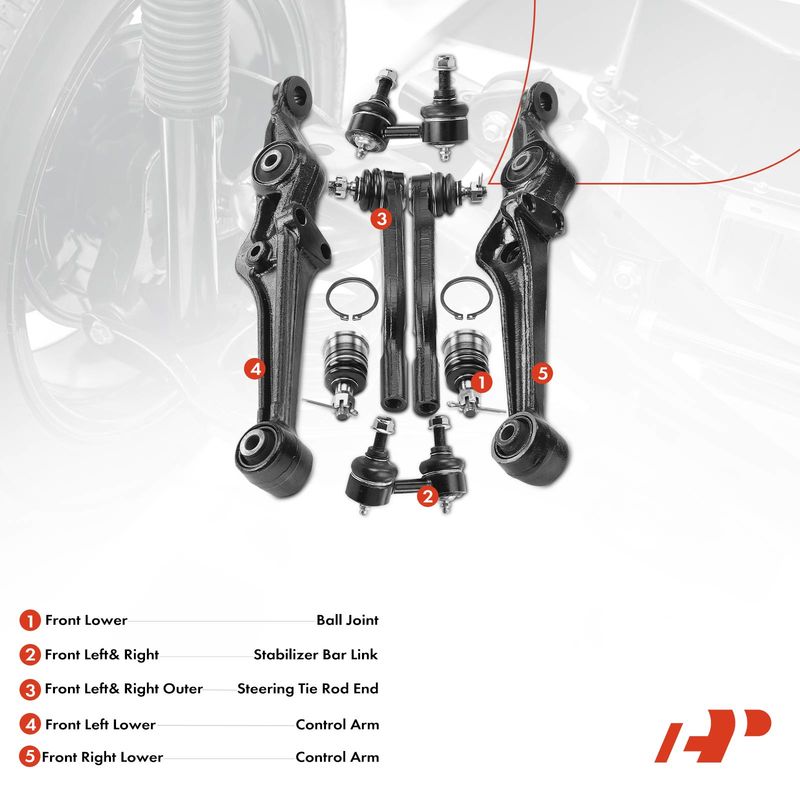 8x Control Arm Ball Joint Sway Bar Link Tie Rod End for Honda Accord Acura TL