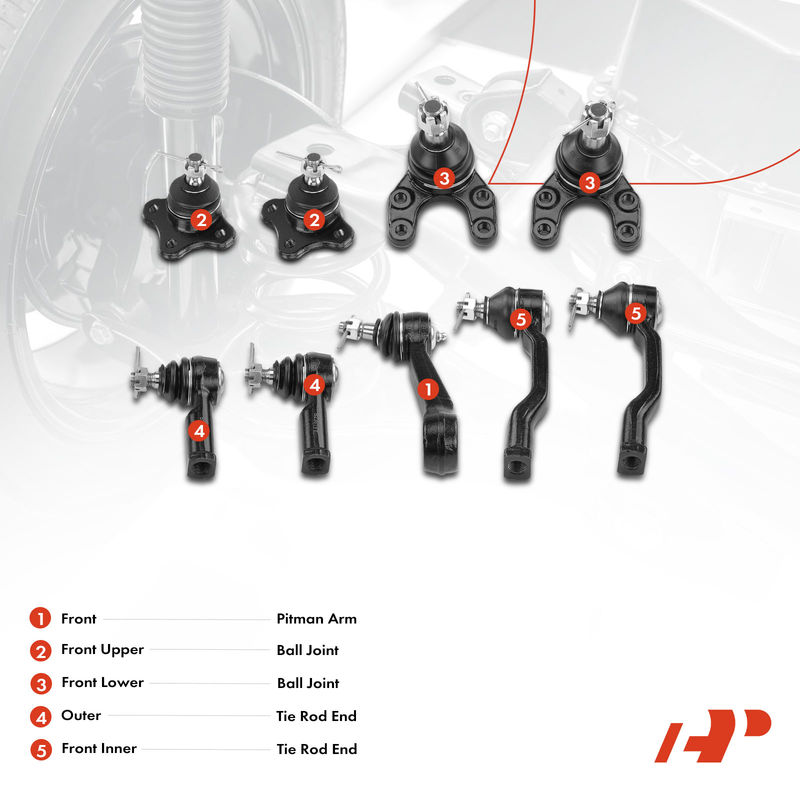 9x Pitman Arm with Ball Joint Tie Rod End for Mazda B2600 1987-1990 B2200 B2000