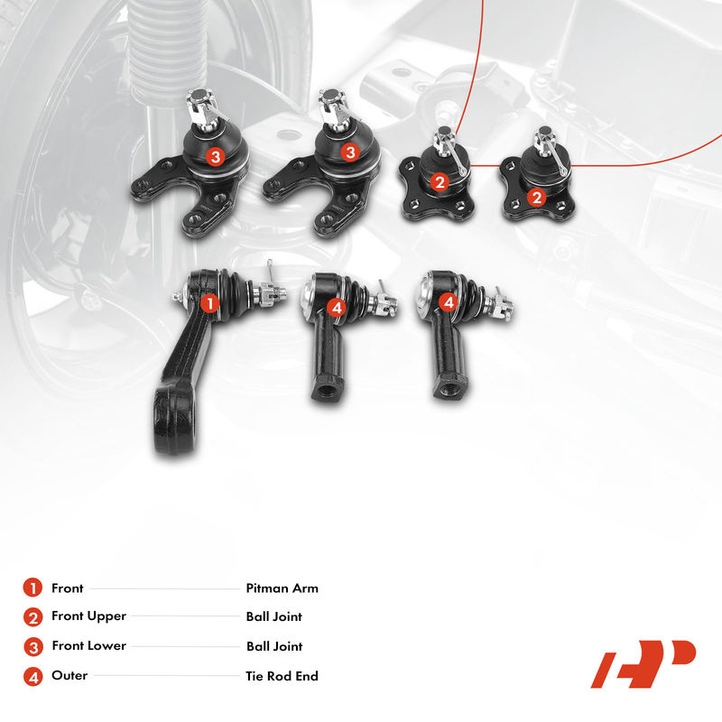 7x Pitman Arm with Ball Joint Tie Rod End for Mazda B2600 1987-1990 B2200 B2000