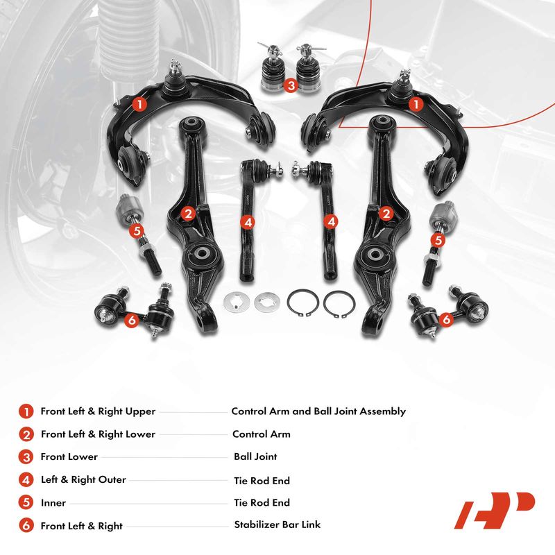 12x Control Arm Ball Joint Sway Bar Tie Rod for Honda Accord 98-02 Acura CL TL