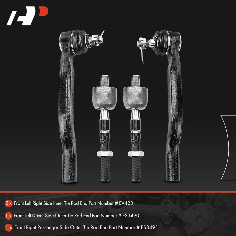 4x Inner & Outer Tie Rod End for Honda Accord 1998-2002 2.3L 3.0L