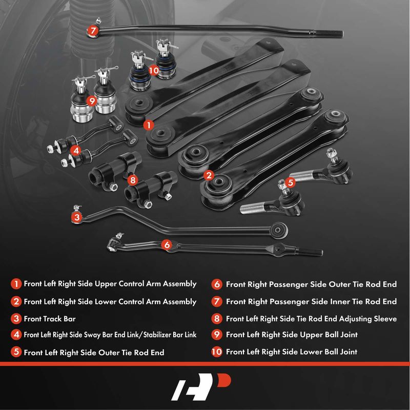 17x Control Arm Stabilizer Bar Link Tie Rod Ball Joint for Jeep Grand Cherokee