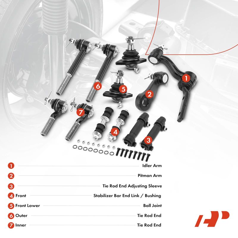 12x Stabilizer Bar End Link & Tie Rod End for Chevrolet Blazer S10 GMC