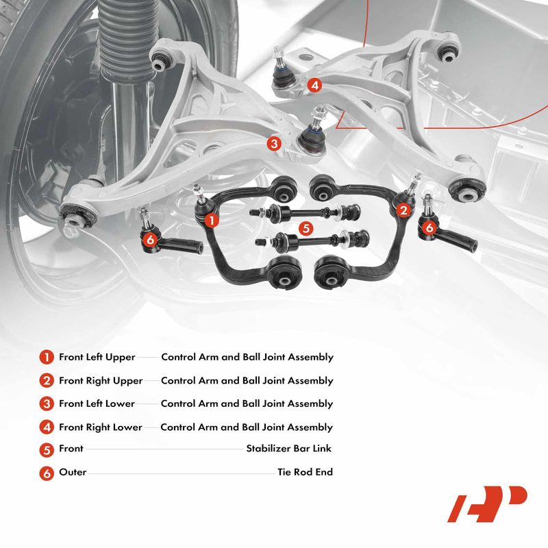 8x Control Arm with Ball Joint Sway Bar Link Tie Rod End for Ford F-150 05-08