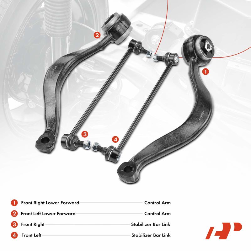 4x Control Arm with Ball Joint & Sway Bars Link for BMW E53 X5 2000-2006