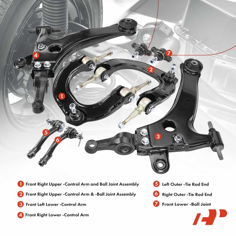 8x Control Arm with Ball Joint & Tie Rod End for Hyundai Sonata Kia Magentis