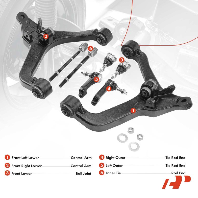 8x Control Arm & Ball Joint & Tie Rod End for Jeep Liberty 2002-2004
