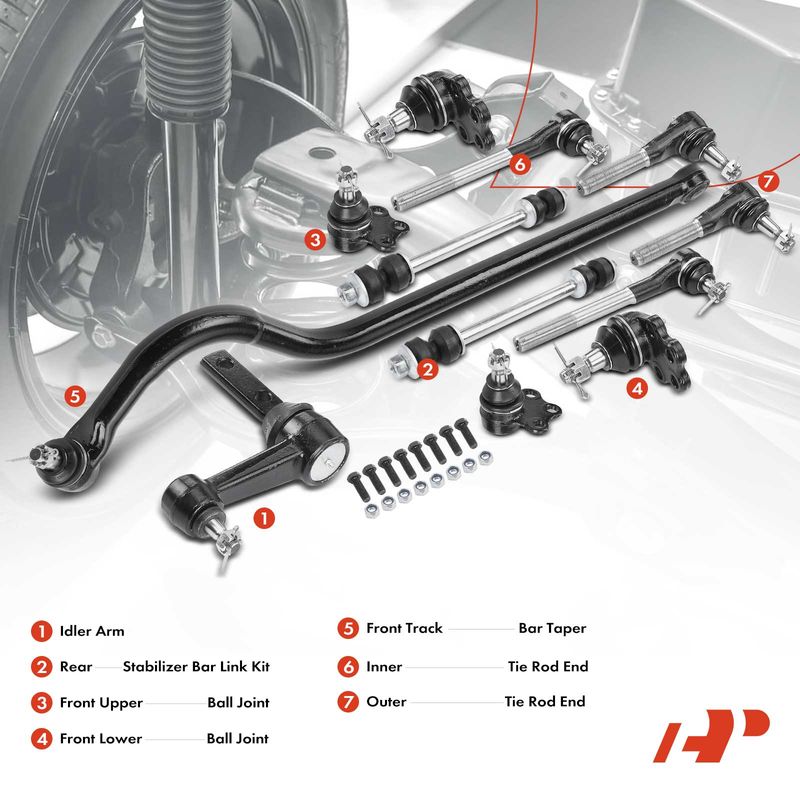 12x Idler Arm with Ball Joint Stabilizer Bar Link Tie Rod Kit for Dodge Ram 1500