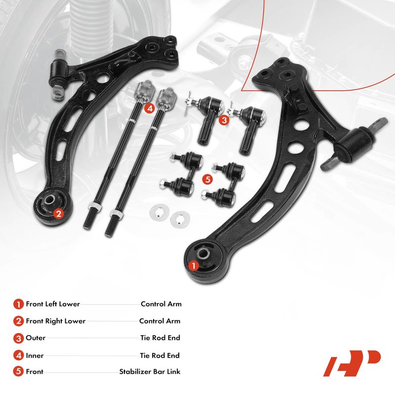 8x Control Arm & Tie Rod End & Stabilizer Bar Link for Toyota Camry Lexus
