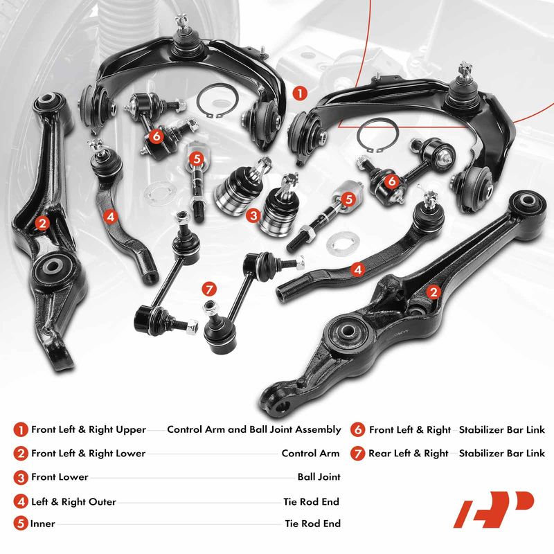 14x Control Arm with Ball Joint Sway Bar Tie Rod for Honda Accord 1998-2002