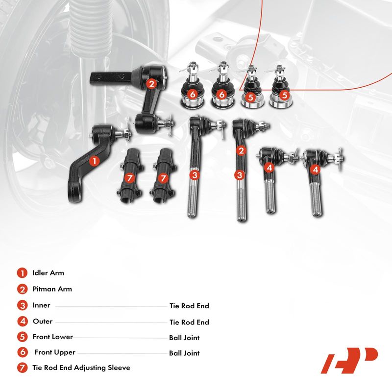 12x Idler Arm Pitman Arm Tie Rod End Ball Joint for Dodge Ram 1500 94-96