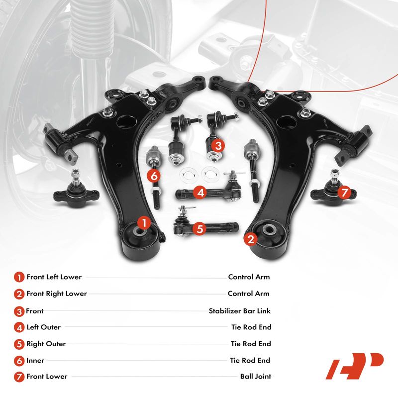 10x Control Arm Stabilizer Bar Link Tie Rod End for Hyundai Sonata XG300