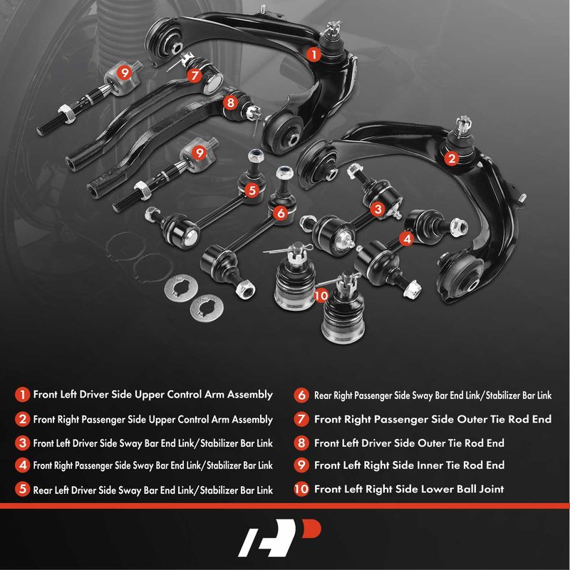 12x Control Arm & Stabilizer Bar Link & Tie Rod End for Honda Accord 1998-2002