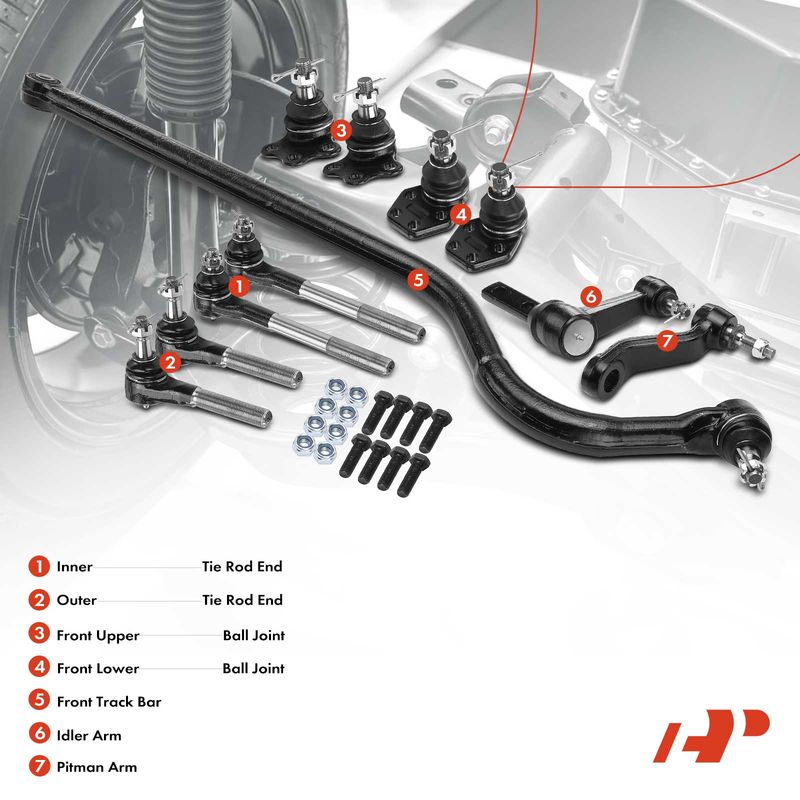 11x Idler & Arm Pitman Arm Tie Rod End for Dodge Ram 2500 3500 00-02 RWD