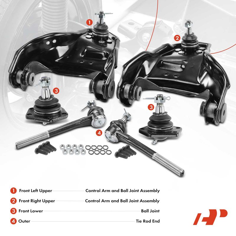 6x Control Arm with Ball Joint & Tie Rod End for Chevy S10 Blazer GMC Jimmy Olds