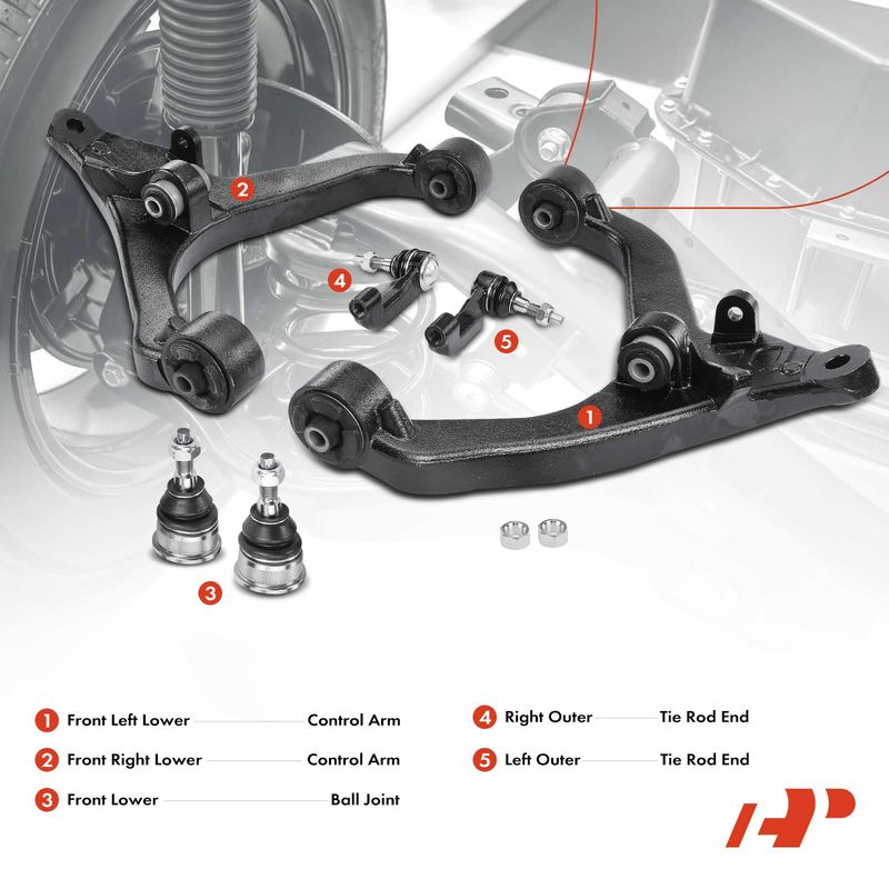 6x Control Arm & Ball Joint & Tie Rod End for Jeep Liberty 2002-2004
