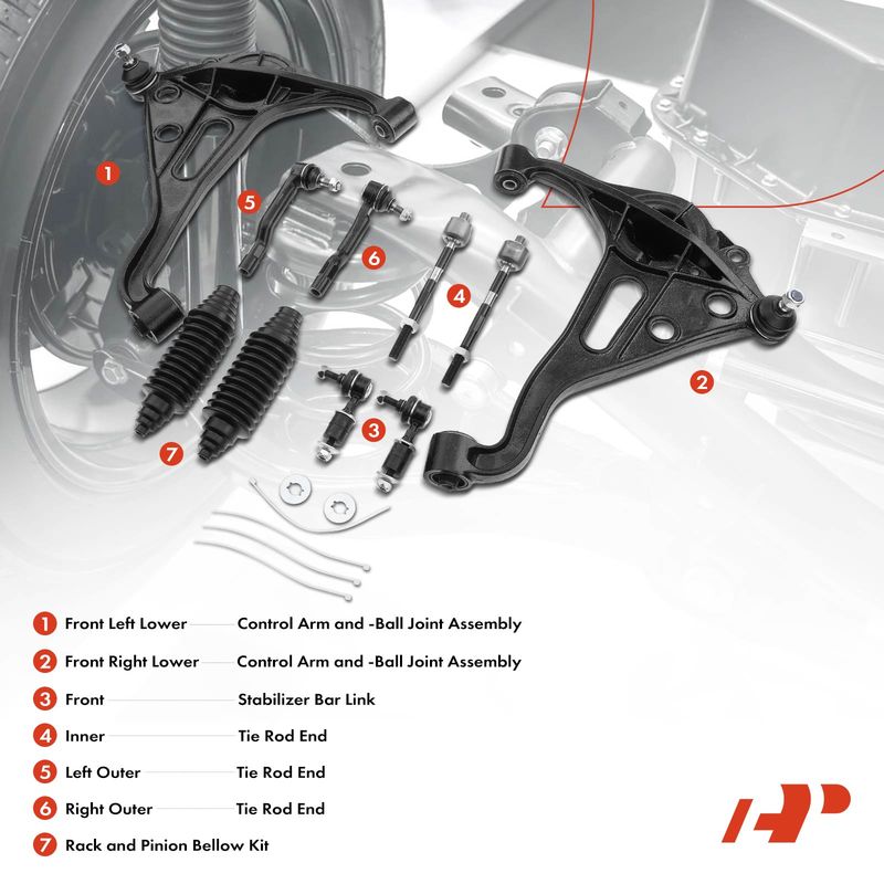 10x Front Control Arm with Ball Joint Sway Bar Link Tie Rod End for Chevy Suzuki