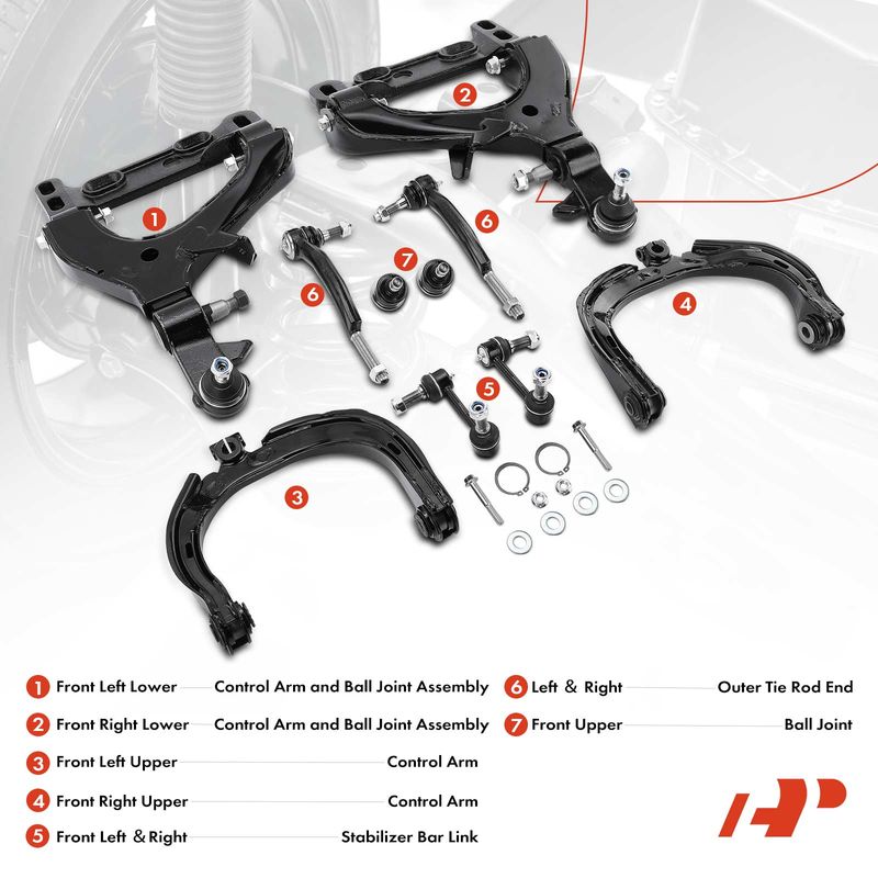 10x Control Arm with Ball Joint Sway Bar Link Tie Rod End for Chevy GMC Olds