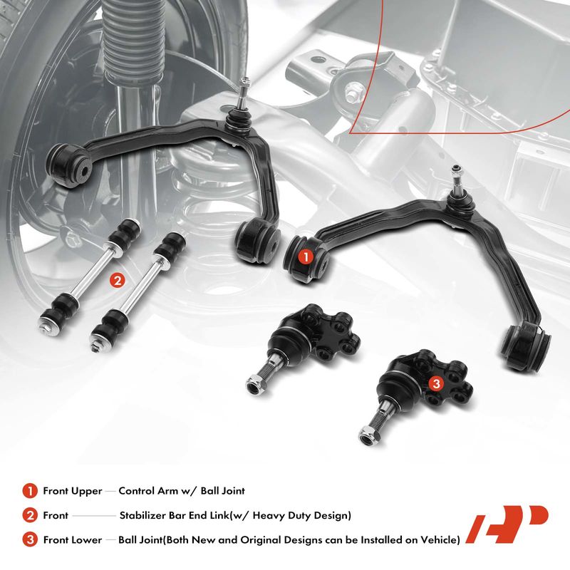 6x Front Upper Control Arm with Ball Joint Stabilizer Bar End Link for Chevy GMC