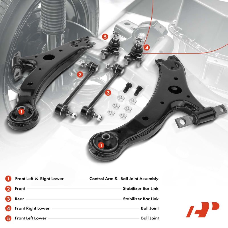 6x Front & Rear Control Arm with Ball Joint Stabilizer Bar Link for Lexus Toyota