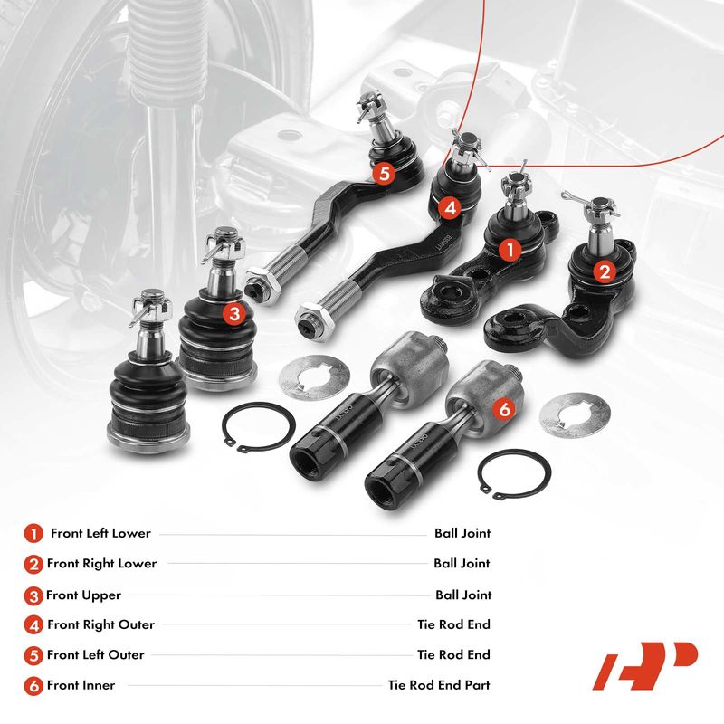 8x Inner & Outer Tie Rod End & Ball Joint for Toyota Tacoma 1998-2004 RWD