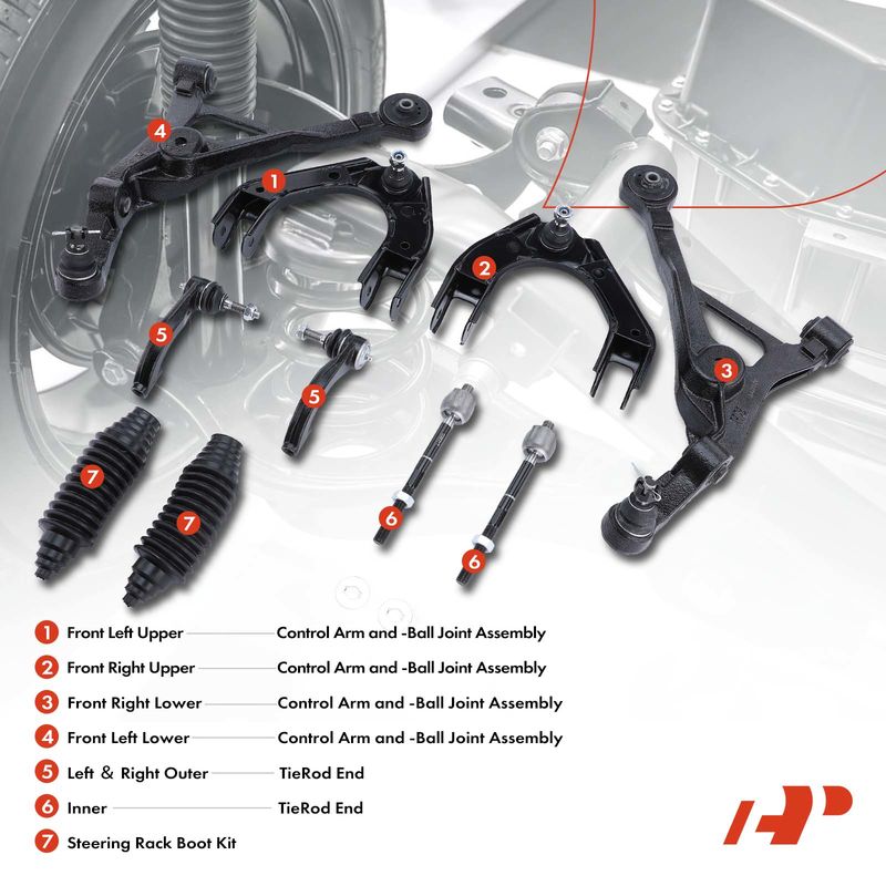 10x Front Control Arm & Tie Rod End & Ball Joint Assembly for Chrysler Cirrus