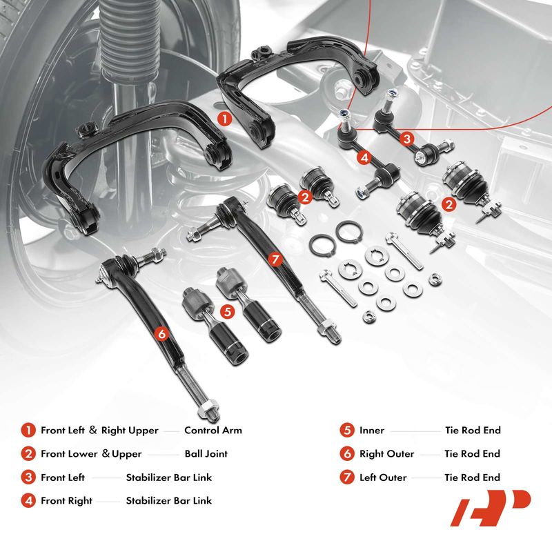 12x Front Control Arm with Ball Joint & Bar Link & Tie Rod End for Chevy GMC