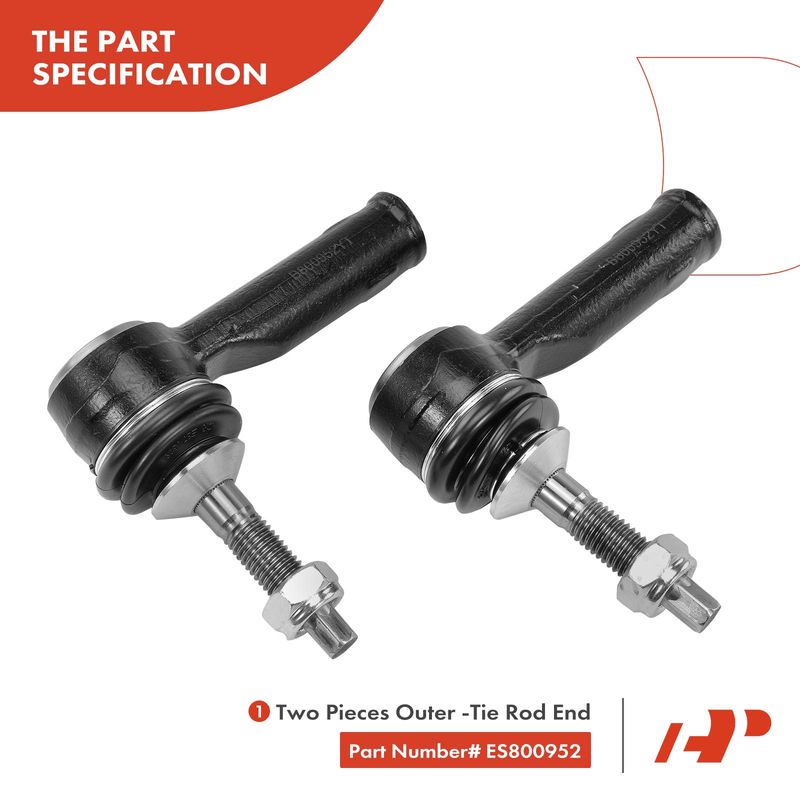 2x Front Outer Tie Rod End for Ford Explorer 11-19 Flex Lincoln MKT 17-19