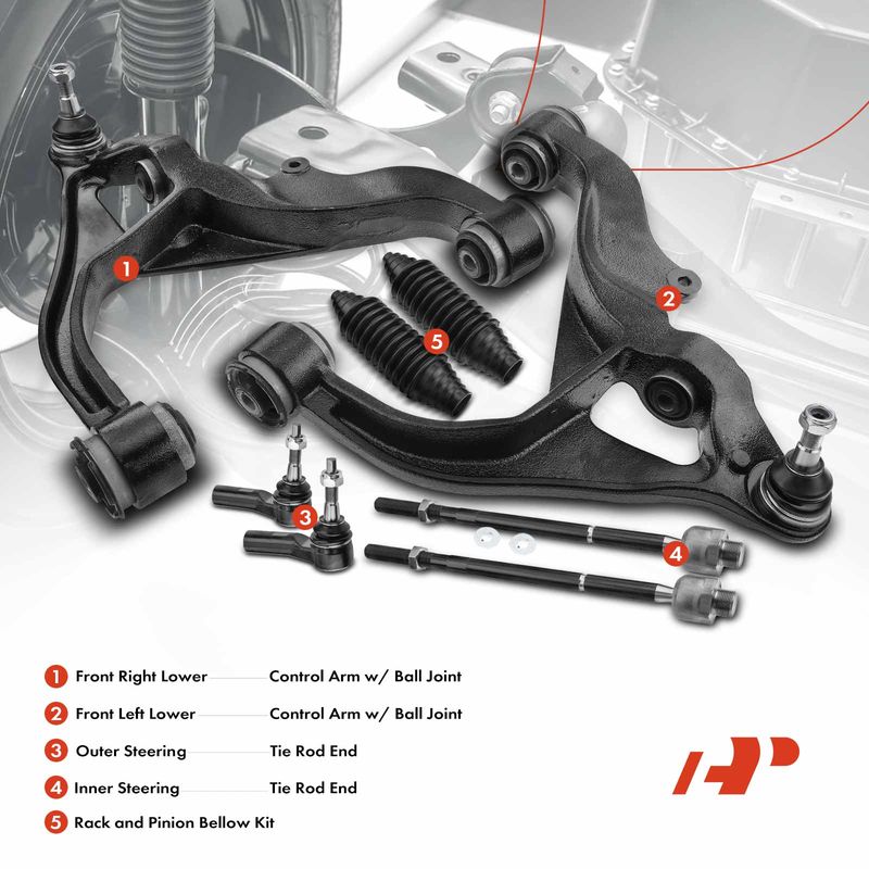 8x Front Lower Control Arms & Ball Joint Inner Outer Tie Rod End for Dodge Ram
