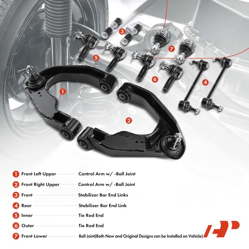 12x Front & Rear Control Arm with Ball Joint Stabilizer Bar End Link for Nissan