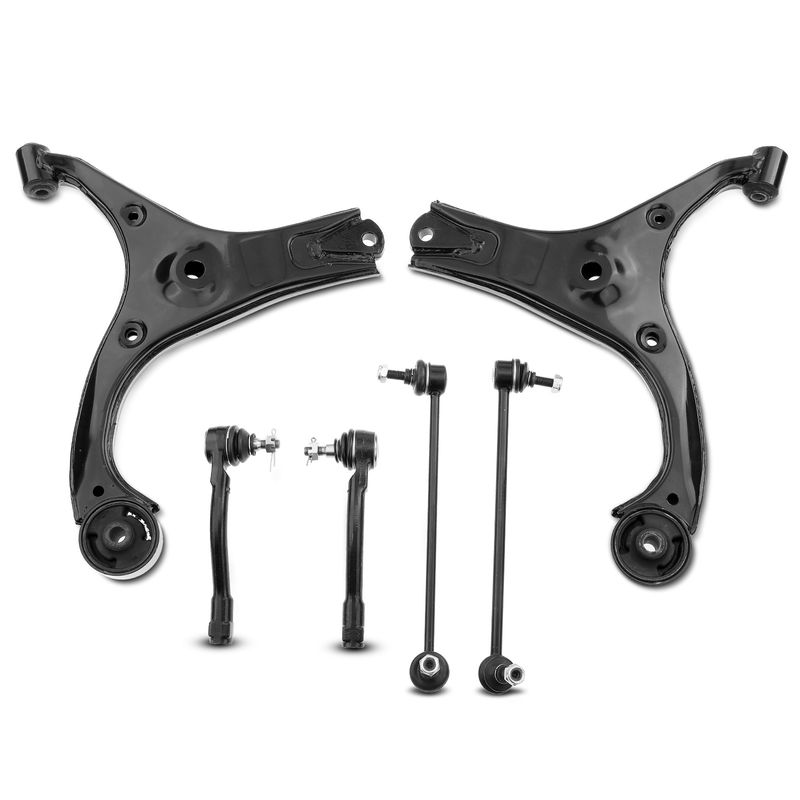 6x Front Control Arm Stabilizer Bar Link & Tie Rod End for Hyundai Accent