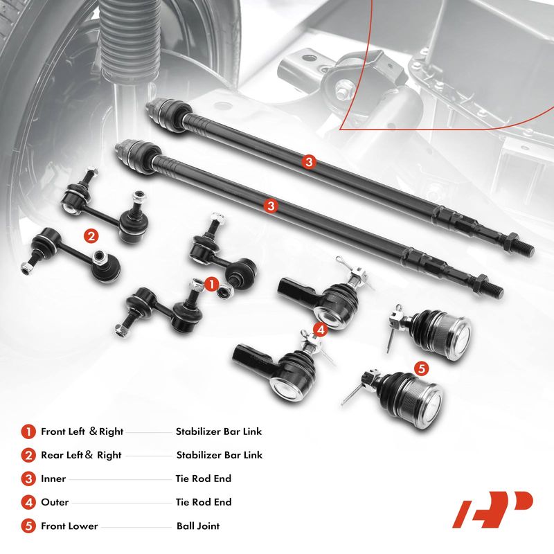 10x Front & Rear Stabilizer Bar Link & Ball Joint Tie Rod End for Honda Element