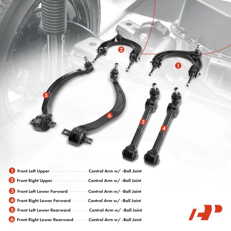 6x Front Lower & Upper Control Arm with Ball Joint for Chrysler Sebring Dodge