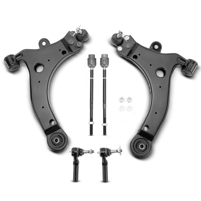 6x Front Lower Control Arm with Ball Joint Tie Rod End for Chevrolet Impala