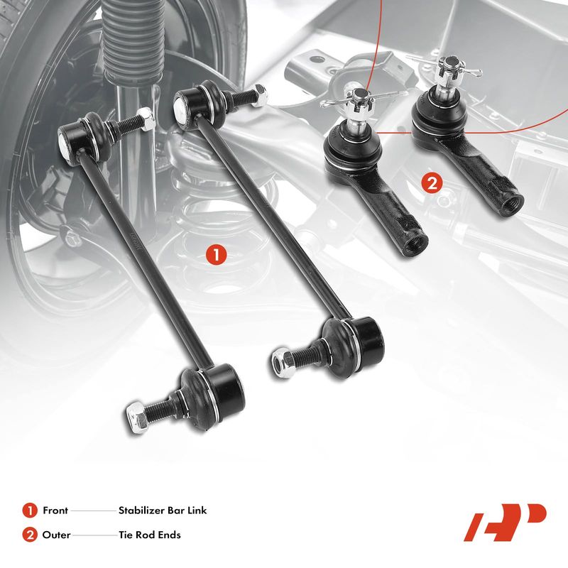 4x Front Stabilizer Bar Link & Tie Rod End for Mazda MPV Protege Protege5