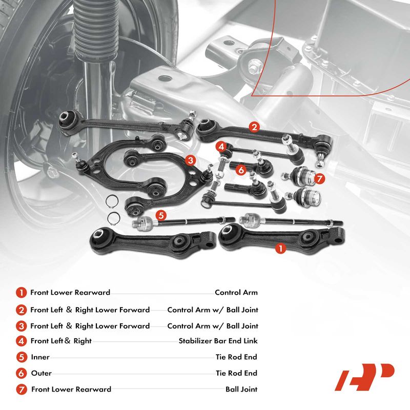14x Front Control Arm with Ball Joint & Sway Bar Link for Dodge Charger Chrysler