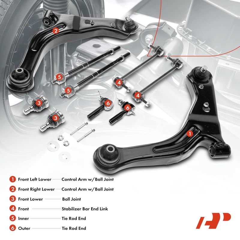 10x Front Lower Control Arm Ball Joint Sway Bar Tie Rod for Ford Escape 01-04