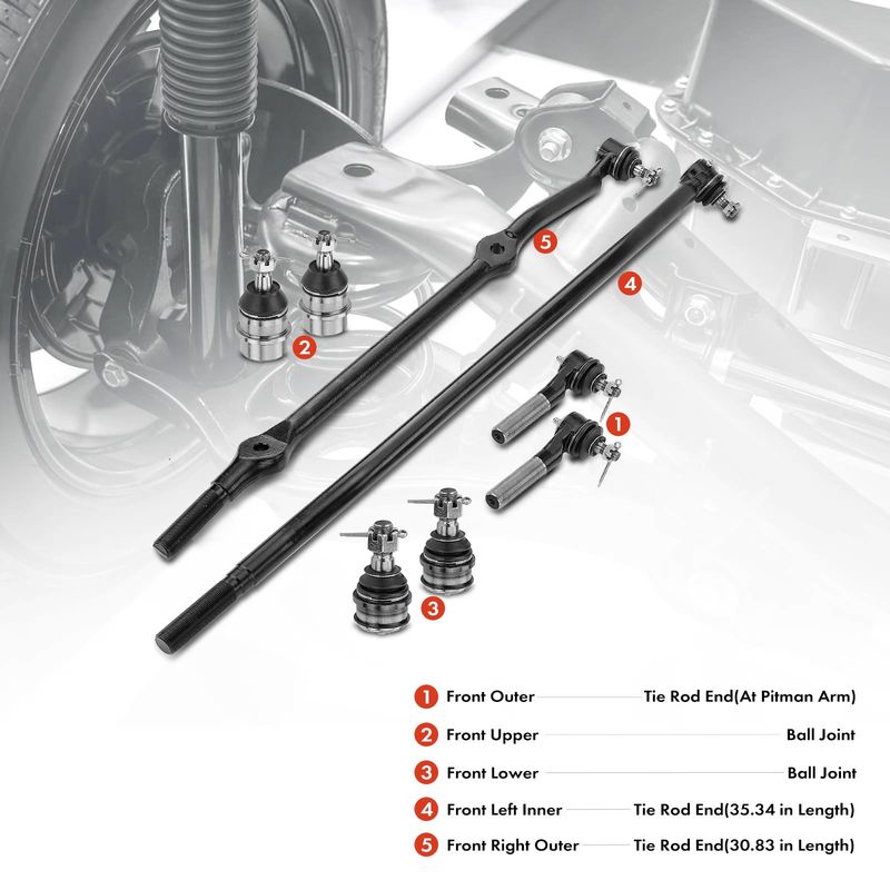 8x Front Inner & Outer Tie Rod End Ball Joint for Jeep Grand Cherokee 1993-1998