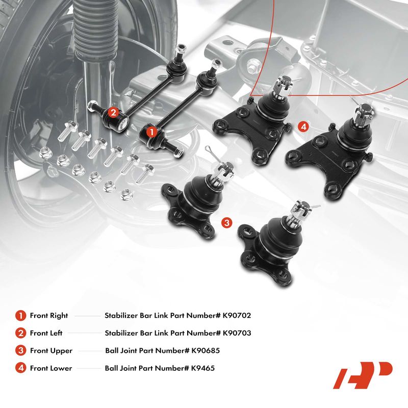 6x Front Stabilizer Bar Link & Ball Joint for Honda Passport Isuzu Amigo