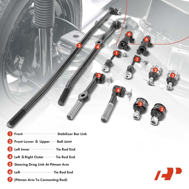 12x Front Sway Bar Link Ball Joint Tie Rod Steering Drag Link for Dodge Ram 1500